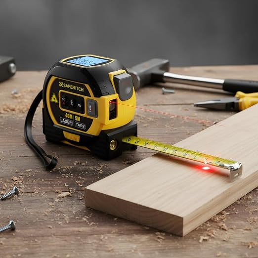 Tape Measure 3-in-1 Tape Measure - Digital Measuring Tape with Data Storage Function Vertical Crosshair Rangefinder, LCD Display, 16Ft Tape,60M/197Ft Rangefinder,Yellow/Blue:60M.