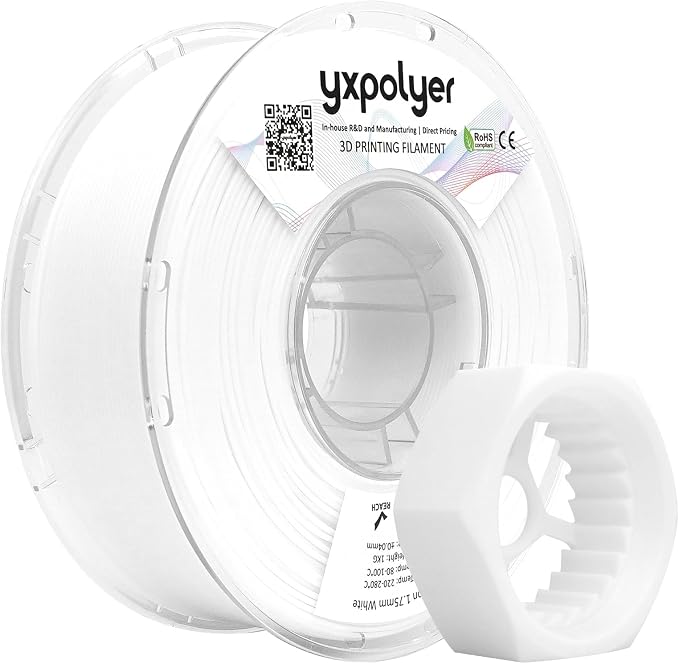 YXPOLYER Nylon Filament PA6 White Easy PA 3D Printing Filament 1.75mm 1kg | Easy to Print, AMS Compatible Spool, Engineering-grade, Low Warp, FDM Printer, Pre-dried, High Speed Low Temp Printing