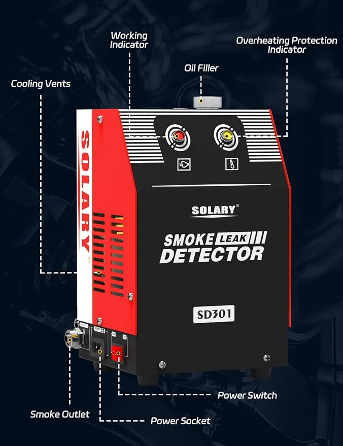 Automotive EVAP Smoke Machine Tester - 12V DC Smoke Leak Detector for Pipe System with Built-in Air Pump