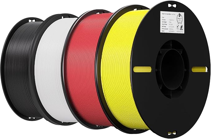 Creality 3D Printer Filament 1.75mm 4KG, PLA Filament Bulk +/- 0.02mm, 4 Pack 1kg Spool(2.2lbs) 3D Printing Filament Fits for Most FDM 3D Printers, Black White Red Yellow