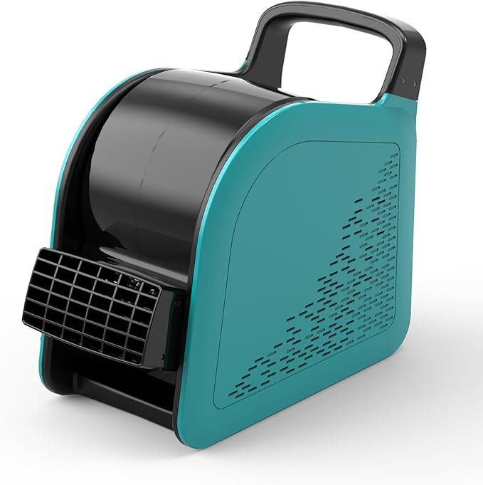 Blower Fan for Drying Cooling and Ventilating, Air Mover for Home Garage Workshop and Job Site Use, Air Mover Blower Fan with 185° Rotation, 3 Speeds, 2 AC Outlets, Blue