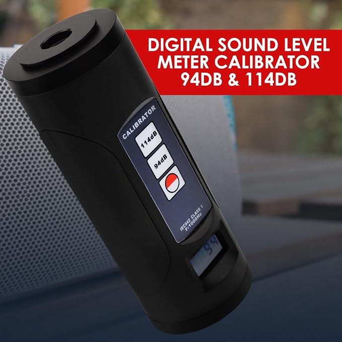 Digital Sound Level Meter Calibrator 94dB & 114dB for 1/2" and 1" inch Microphone, Professional Noise Decibel Calibration Tool Measurement Accuracy Check