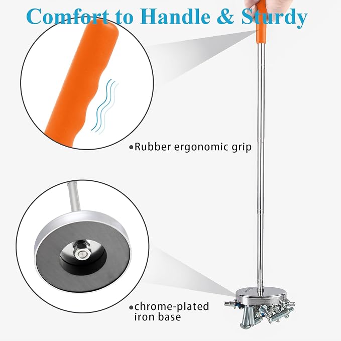 Telescoping Magnetic Sweeper Pickup Tool, Screws Parts Finder with 35LB Pull Capacity, Retractable 8.6" to 33" with Strong Magnet, Pick up Nails, Screws, and Metal Parts, Orange