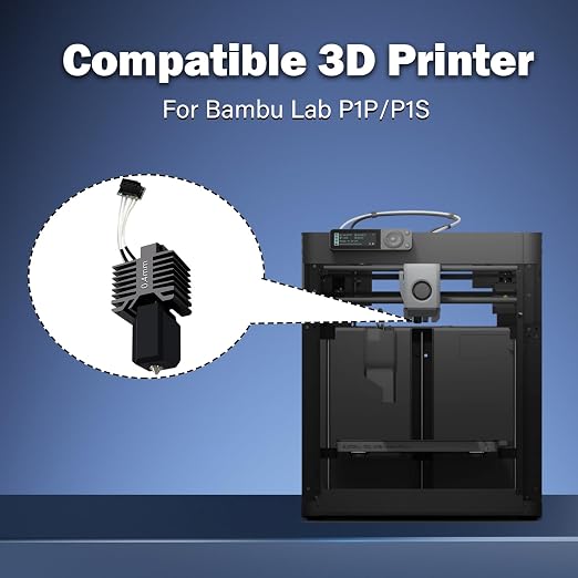 3PCS P1P/P1S Hotend Upgraded Integrated 0.4mm Ceramic Assembled Extruder Printhead Kit (No Leakage)- 3D Printer Hot End Replacement with Hardened Steel Nozzle, Thermistor, Heater Cartridge Heat Block