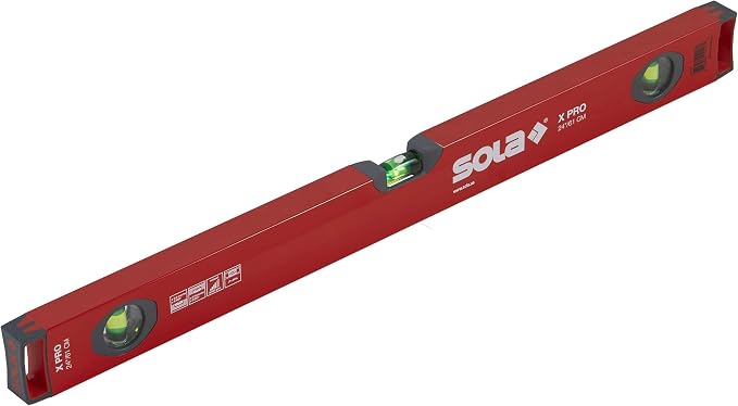 SOLA LSX24 X PRO Aluminum Box Profile Spirit Level with 3 60% Magnified Vials, 24-Inch