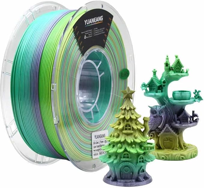 Silk Forest Green PLA 3D Printer Filament 1.75mm, 1kg Spool, High-Gloss Silk PLA Material, Smooth Shiny Finish, ±0.03mm Precision, Easy Printing, Ideal for Decorative Models, Artistic Crafts
