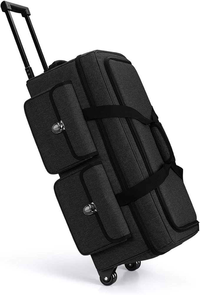 YARWO Rolling Craft Bag with Wheels Compatible for Cricut Explore 5/4/3, Maker 4/3, Cameo 5/4, Double Layers Die-cutting Machine Case with Multi Pockets for Craft Tool, Accessories and Supplies, Black