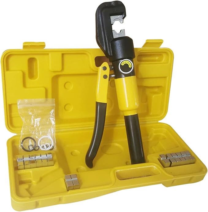 findmall 6 Ton Hydraulic Cable Lug Crimper, 12 AWG to 2/0 AWG Industrial Hydraulic Crimping Tool, Electrical Terminal Cable Wire Tool with 9 Dies (4, 6, 8, 10, 16, 25, 35, 50, 70)