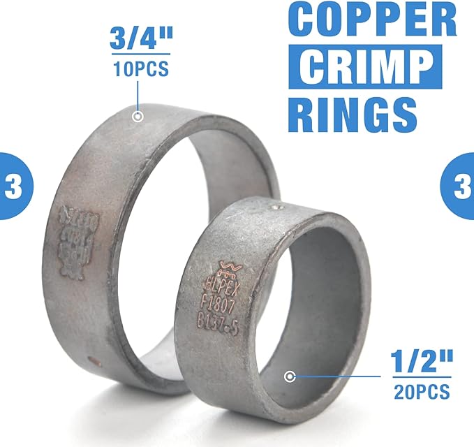 IWISS Angle PEX Crimping Tools Combo Kits for 1/2" & 3/4" Pex Crimp Rings with Go/No-Go Gauge with PEX Pipe Cutter Suits for All US F1807 Standards Copper Rings