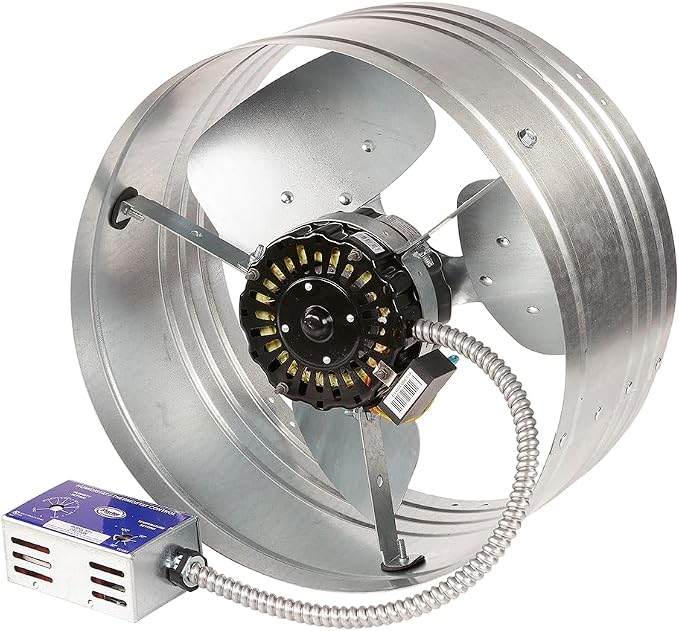 Master Flow GAF 1600 CFM Power Gable Mount Fan With Humidstat & Thermostat (HT1): Easy Installation & Efficient Exhaust Ventillation|High Airflow Capacity for attic spaces upto 3000 sq.ft. - EGV6HT
