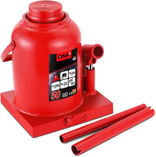 DNA Motoring 50 Tons / 110231 lbs Lifting Automotive Welded Hydraulic Bottle Jack for Repair Vehicle, Pickup, Truck, w/Manual Handle, Red,TOOLS-00365