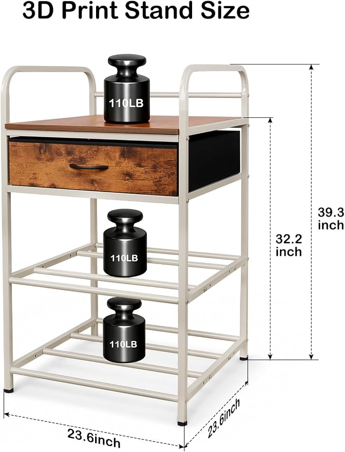 3D Printer Stand with Filaments Storage, Sturdy 23.6" 3D Printer Table Rack