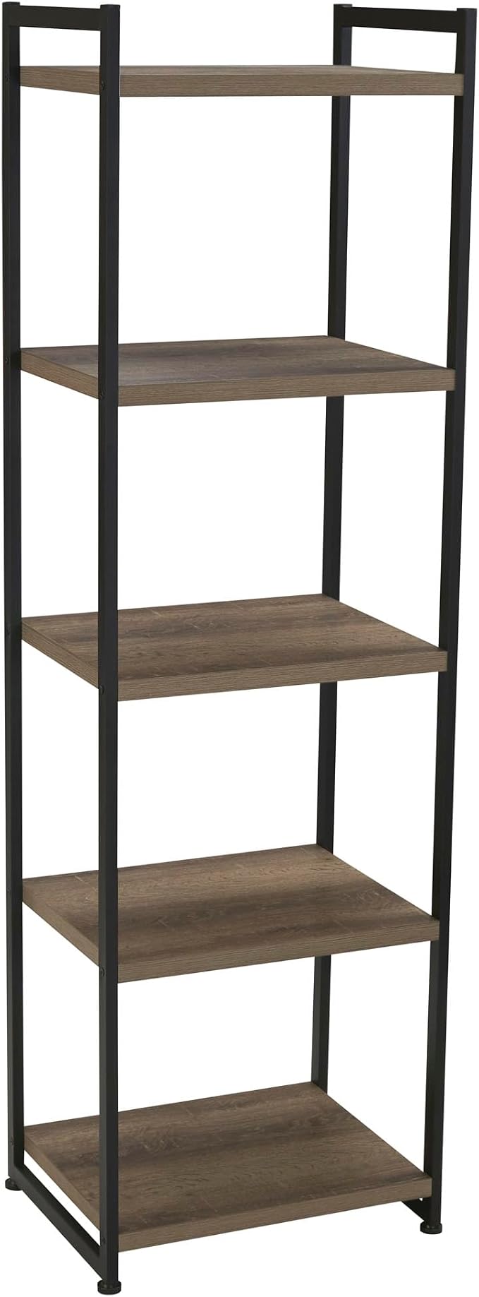 Household Essentials 5 Tier Storage Tower Metal, Grey Shelf – Black Frame, Ashwood