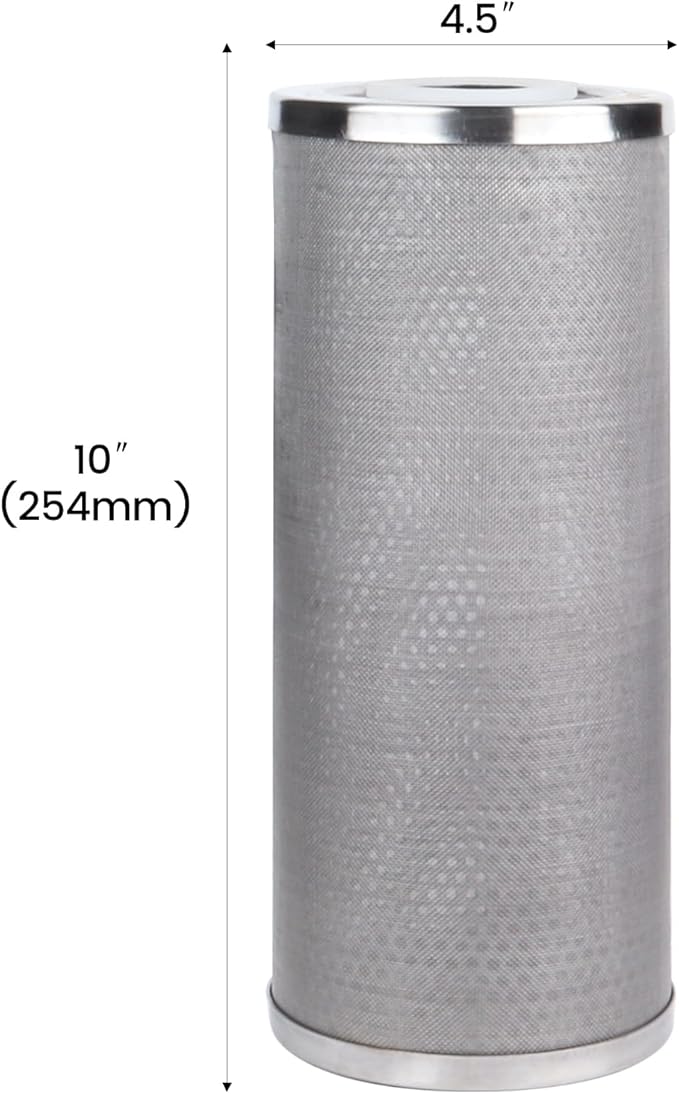 Stainless Steel Cleanable Wire Mesh Filter Cartridge 10”Length,4.5"OD(300 Micron)