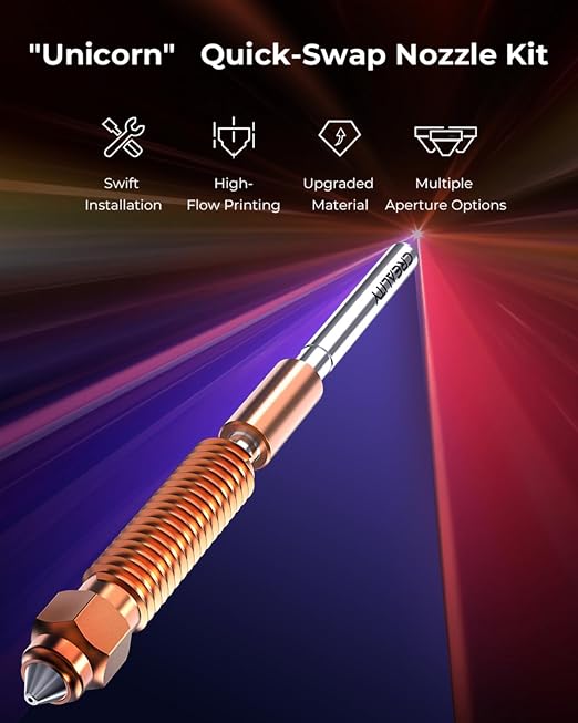 Creality Official K1C/K1 SE/K2 SE Nozzle, Unicorn Quick-Swap 0.4mm, 0.6mm, 0.8mm 4PCS Nozzle Kit, Copper Alloy and Hardened Steel 3D Printer Nozzle for K1C, K1SE, K2 SE, Ender 3 V3 SE, Ender 3 V3 Plus