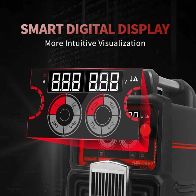 135Amp 110V MIG Welder,Flux Core MIG/Lift TIG/Stick 3-in-1 Multiprocess Welder,IGBT Inverter Large LED Digital Display Welding Machine(BLACK)