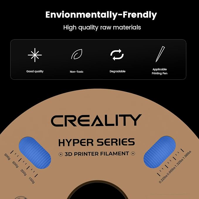 Creality Hyper 3D Printer PLA Blue Filament High Speed Printing 1.75mm 2.2lbs Spool ±0.03mm Dimensional Accuracy Flow Durable Resistant Smooth for Ender 3 v3 Plus KE K1 Max K1C 3D Printers