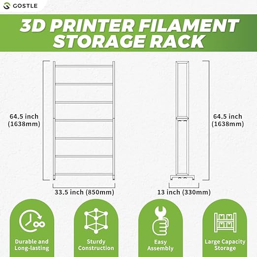 3D Printer Filament Storage Rack, Heavy-Duty 7-Tier Organizer for 3D Printing Spools, Large Capacity Holder for 3D Printing Rolls