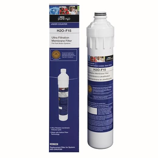 Watts Premier H2O-F15 Pure H2O UF (Ultra Filtration) Membrane Filter Replacement for H2O-DWUF300 Under Counter Water Filtration Systems, Push Button Design