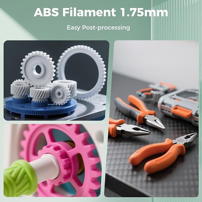 Creality ABS Filament 1.75mm, 3D Printer Filament, No-Tangling, Strong Bonding and Overhang Performance Dimensional Accuracy +/-0.02mm, 2.2lbs/Spool