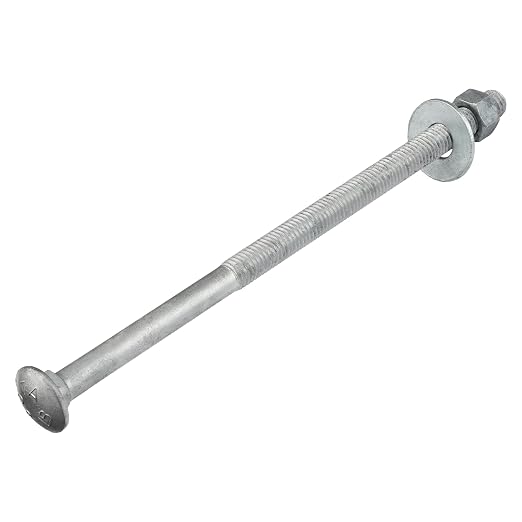 3/8" x 10" (50 Pack) Galvanized Carriage Bolt Kit, Grade 307A, Hot Dip Galvanized for Exterior Use by Makers Bolt