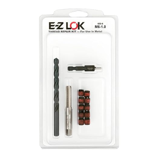 E-Z LOK EZ-650-6 Thread Repair Kit for Metal Carbon Steel Threaded Inserts M6-1.0 and Installation Tools