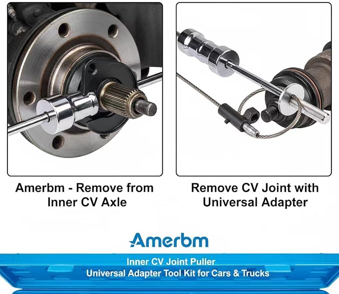 10lb Heavy Duty CV Axle Removal Tool Kit, Professional Inner CV Joint Puller with 10 Pounds Slide Hammer, 63mm & 48mm CV Joint Fork Adapter Attachments for Front Wheel Drive FWD Axle Half Shaft