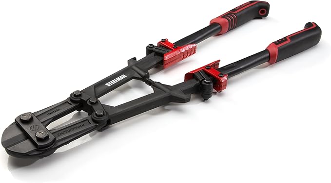STEELMAN Folding Bolt Cutter with Ergonomic Handles, 24-inch, Cuts Bolts and Locks, Steel Construction, Non-Slip Grip