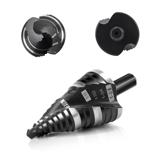 COMOWARE Step Drill Bit, 12 Sizes from 1/4" to 1-3/8", High Speed Steel Step Bit with 2 Spiral Flutes, 3-Flat Shank, Steps Bits for Metal, Aluminum/Wood/Plastic/Iron, Unibit for Electricians & DIY