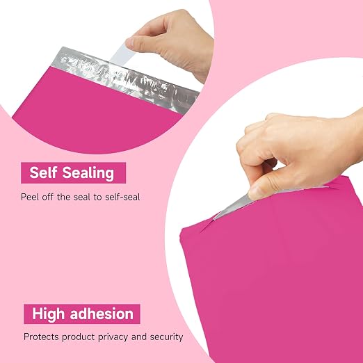 Pink Poly Mailers 10x13 500 Pcs, Cute Waterproof Shipping Bags with Self-Seal Adhesive, Durable Tear-Resistant Shipping Envelopes for Clothing