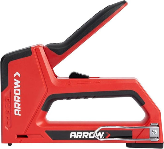 Arrow Fastener 5IN1MKIT-AM T501 5-in-1 Manual Staple & Nail Gun Kit, Wire Stapler, and Brad Nailer for Wood, Upholstery, Insulation, Includes Staple Remover & 640 Staples & Nails, Black/Red