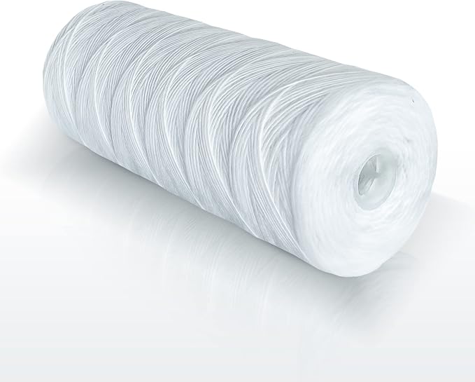 High Capacity Wound String 5 Micron Sediment Water Filter Cartridge 10” x 4.5” Removes Sand, Dirt, Silt, Rust, Extended Filter Life Compatible with 355215-45, 84637, PC10, WP1097P, WPX597P (2 Pack)