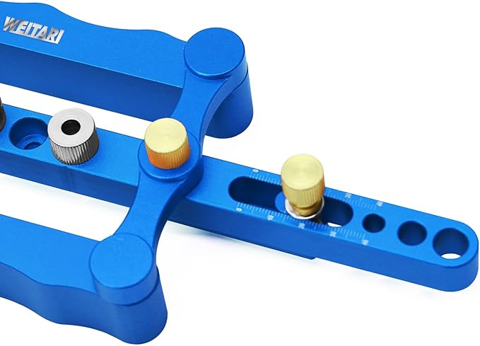 Self Centering Doweling Jig Punch Locator Dowel Jig Kit 1/4 3/8 5/16inch Drill Guide Sleeve Tool Blue