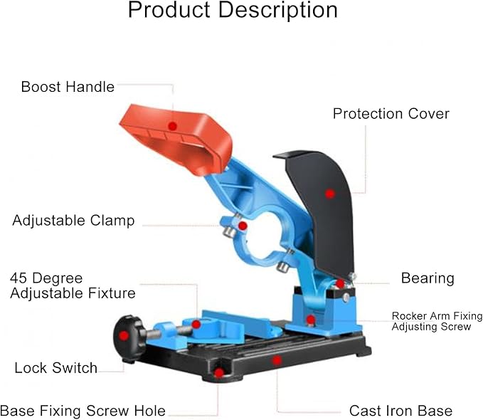 Angle Grinder Stand, Angle Grinder Fixed Bracket Polishing Machine Conversion Cutting Machine Table Saw, Adjustable 45 Degree Clamp with Protective Cover