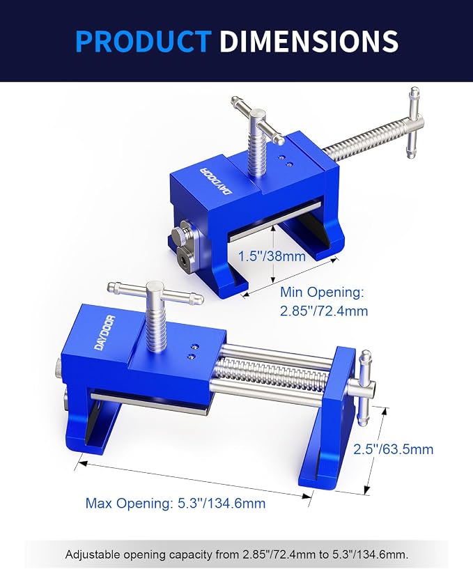 DAYDOOR Professional Cabinet Installation Clamps 2 Pack, Heavy Duty Face Frame Alignment Tool with Integrated Drill Guide & EVA Protection, Woodworking Claw Clamps, Blue