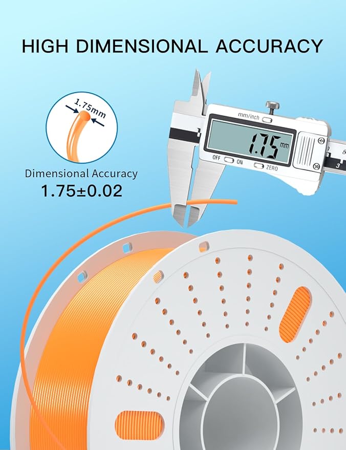 PINBALL PETG 3D Printer Filament 1.75mm High Precision Durable Moisture-Proof Strong Filament Mith Better Flow Dimensional Accuracy +/- 0.02mm Suitable for Most FDM 3D Printers 2 Kilograms Orange