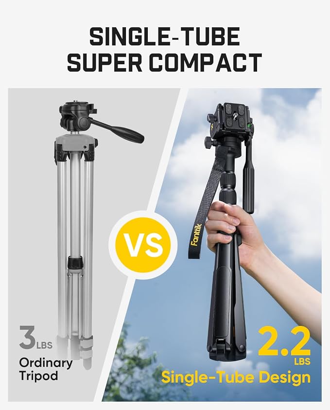 Fanttik DT10 Pro Laser Level Tripod, 2.2 Lbs Lightweight, 360° Flexible Pan Head, Quick Release Plate with 1/4"-20 Thread Mount, for Measurement Tools