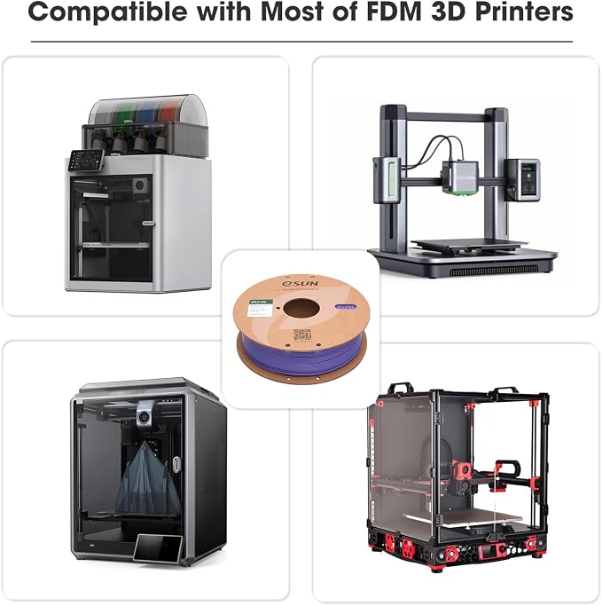 eSUN PLA Filament 1.75mm, High Toughness 3D Printer Filament Upgraded PLA Filament, Dimensional Accuracy +/- 0.03mm, 1KG Cardboard Spool (2.2 LBS) 3D Printing Filament for 3D Printers, Blue Purple