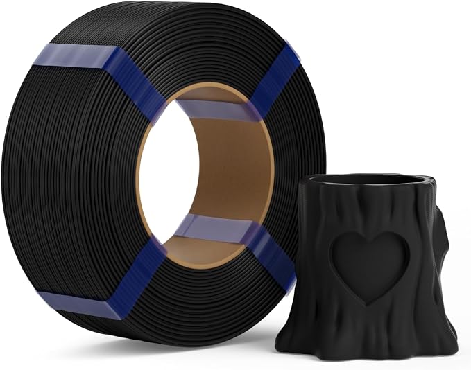 PLA Basic Refill Filament 1.75mm, No Spool 3D Printer Filament, Dimensional Accuracy +/- 0.02mm, Fits for Most FDM 3D Printers, 1KG Black