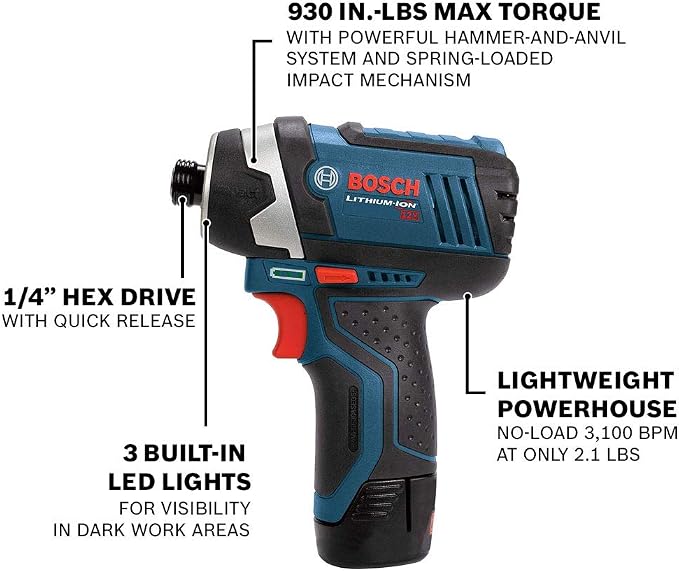 BOSCH 12V Max Cordless Drill/Driver and Impact Driver Combo Kit with Assorted Impact Tough Screwdriving Custom Case System Set