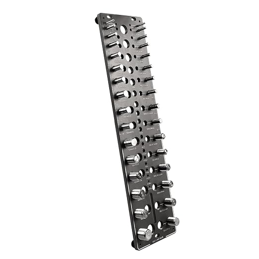 Nut and Bolt Thread Checker 32 SAE & 32 Metric Rustproof Solid Non-Deformable Thread Checker, Wall-Mountable Bolt Size Finder Tool, Bolt and Nut Sizer and 19 Drill Bit Sizes for Quick Measurement