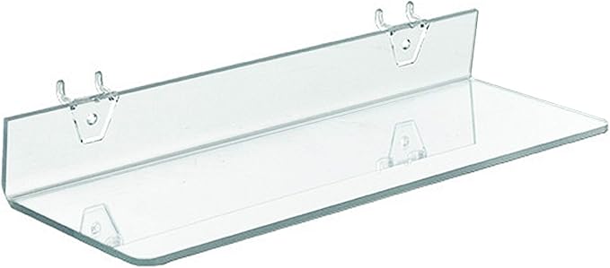 Azar Displays 556016 Clear Acrylic Shelf for Pegboard or Slatwall (4 Pack), 16" W x 4"D
