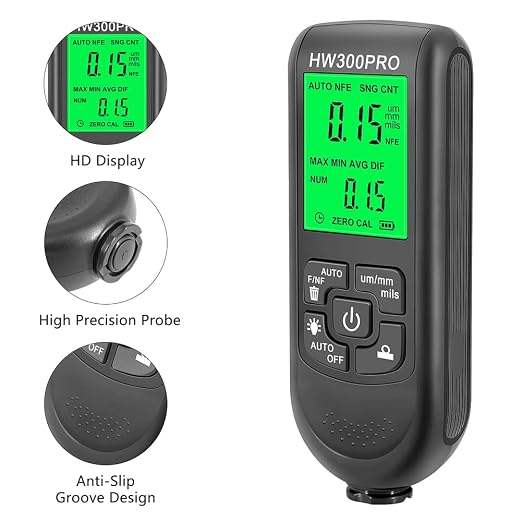 Paint Thickness Gauge, Digital Meter for Automotive Coating Thickness Gauge Tester, LCD Display Paint Mil Thickness Meter Gauge for Used Car Paint Depth Meter 0-2000um(Black)