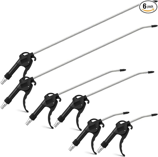 MorningRo 6 Pcs Air Blow Gun Kit with 19", 11", and 4" Pistol Grip Air Blow Gun Tools Air Compressor Gun Air Nozzle Blow Gun for Industrial Household Car Detail Mechanics
