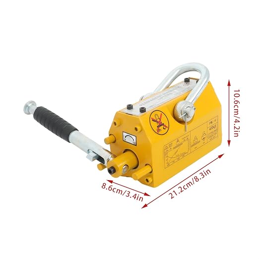 findmall 880 Lbs/400kg Magnetic Hoist Lifter 2.5 Security Factor Yellow Permanent Lift Magnets for Lifting Plate Steel