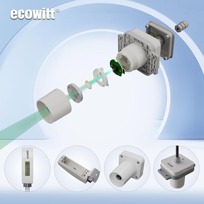 ECOWITT LDS01 Laser Distance Measuring Meter for Water Level, Snow Depth Measurement, Class 1, 915 MHz
