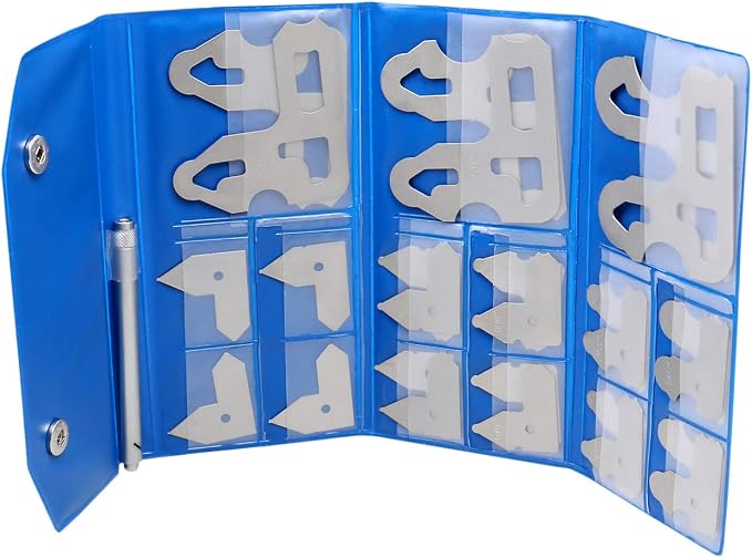 Accusize Industrial Tools 26 Pc Radius Gauge Set 0.010'' to 0.500'' Gauges with Holder, 3602-5025 | 26 Pc Set, 0.010" to 0.500" Range, Satin Chrome Finish, Rustproof Steel, with Holder
