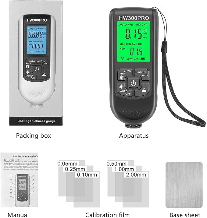 EMVANV Paint Thickness Gauge, Digital Meter Probe Paint Thickness Gauge Zero Calibration Digital Display Car Coating LCD(Black)