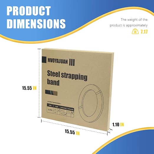 1/2" x .020" x 200' Black Steel Strapping Coil with Portable Dispensed Box Painted and Waxed Metal Band for Pallet Banding(1200 lbs Break Strength)