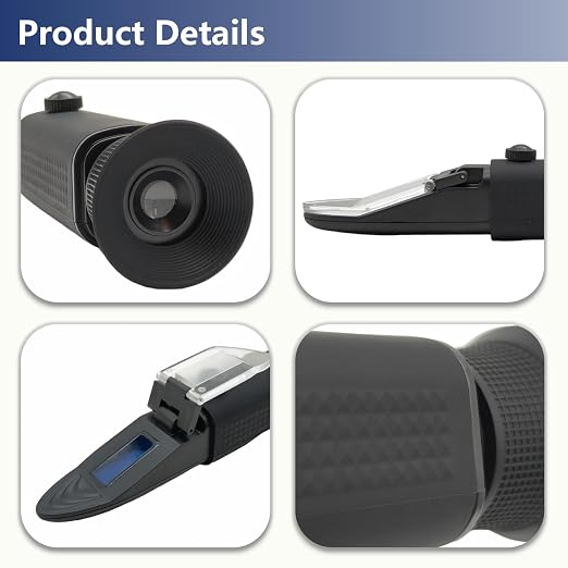 Brix Refractometer with ATC, 0-32% Dual Scale - Specific Gravity & Brix, Hydrometer in Wine Making and Beer Brewing, Homebrew Kit